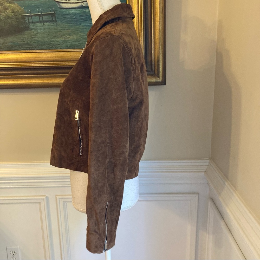 ZARA Brown Real Suede Leather Jacket - Picture 5 of 11